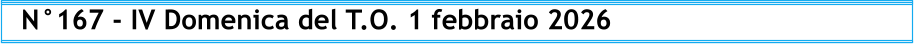 N°167 - IV Domenica del T.O. 1 febbraio 2026